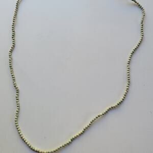 Vintage Pale Green Stone Bead Necklace Double Strand Minimalist Boho Style Long